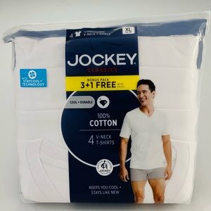 Jockey Men's Classic 4-Pack V-Neck T-Shirt Staydry Undershirts NEW Med - L - XL